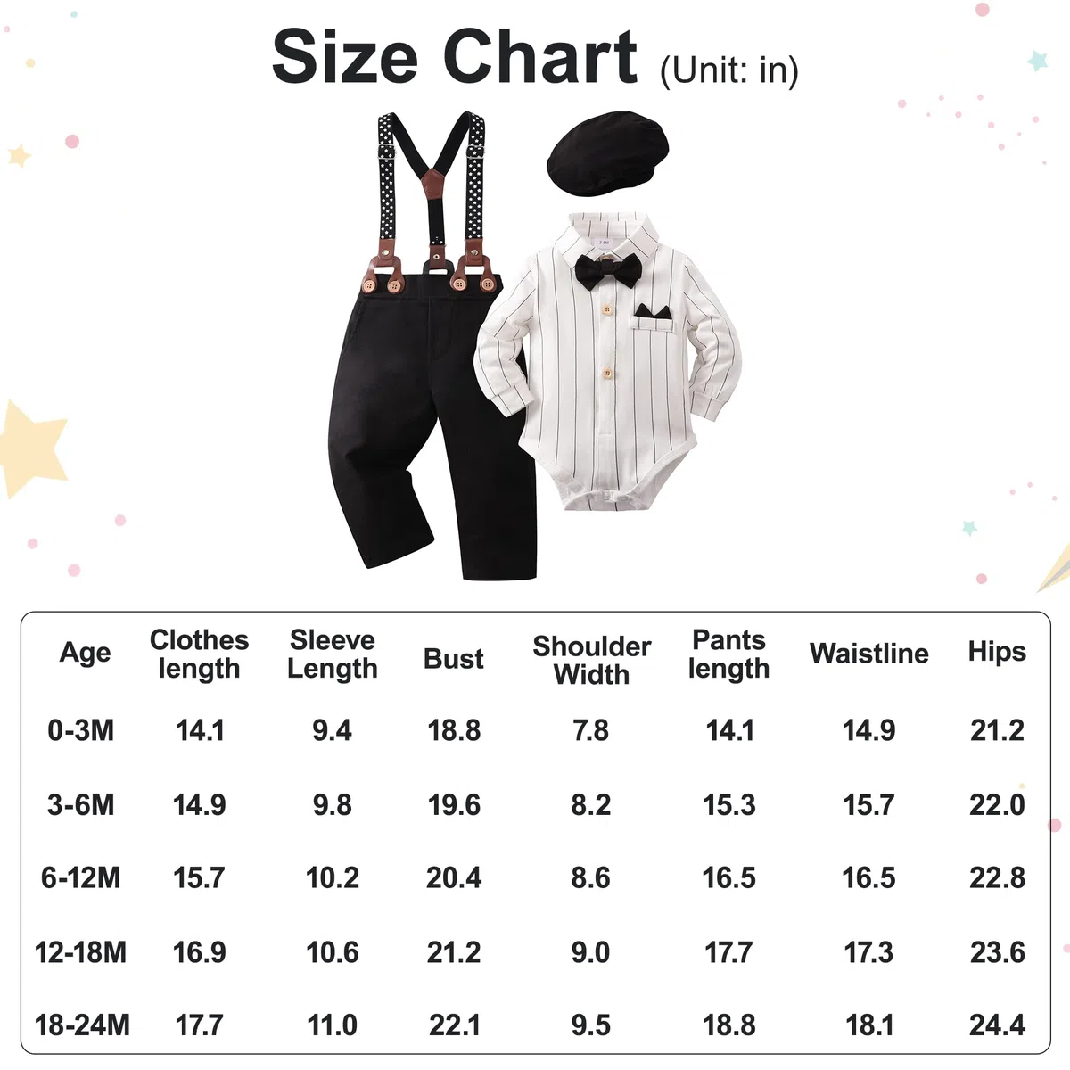 YALLET Trajes de ropa para niño, camisa de vestir formal con pajarita, chaleco y pantalones de tirantes, trajes de boda para caballeros de 6 a 10 años