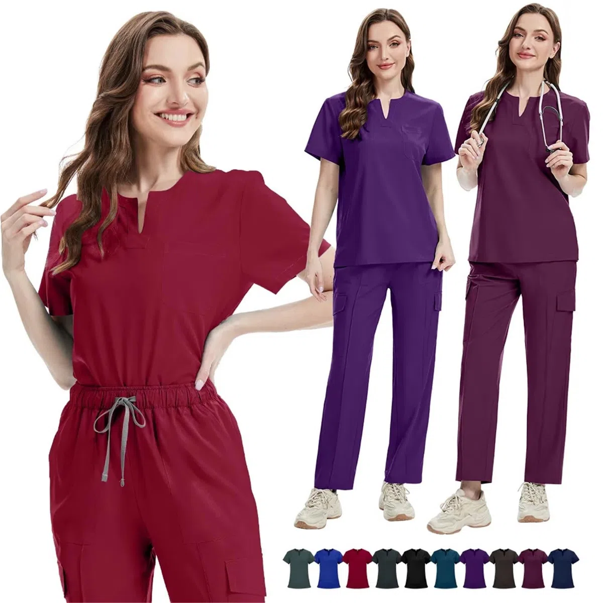 Uniformes médicos Bata Uniforme Mujer artículos de enfermería Accesorios Enfermeras clínica Traje médico salón Belleza SPA para AtencióN MéDica, SalóN De Belleza(Blue,XXL)