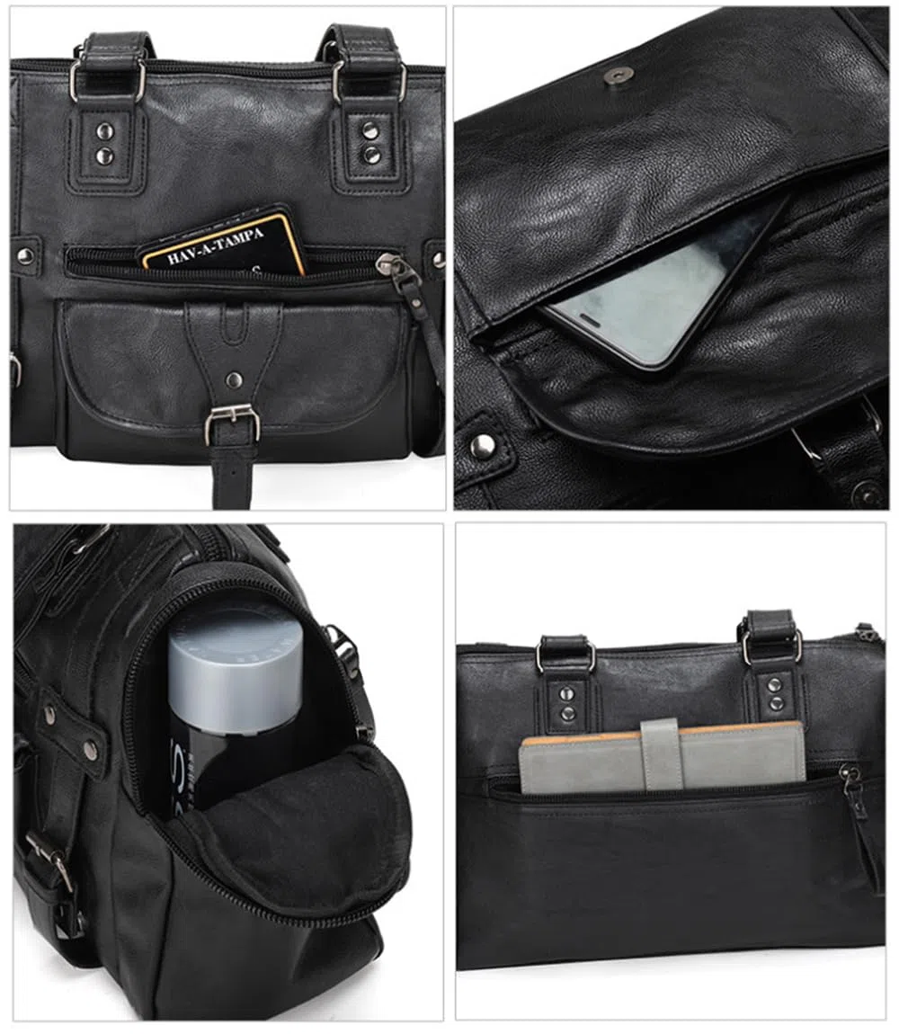 Bolso de mano y bolso de mano de piel sintética para viaje, bolso de hombro