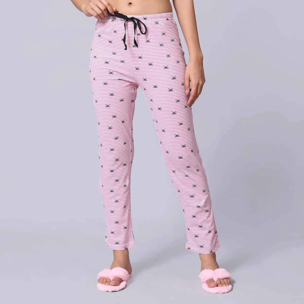 Evolove Pijama de algodón azul estampado para mujer