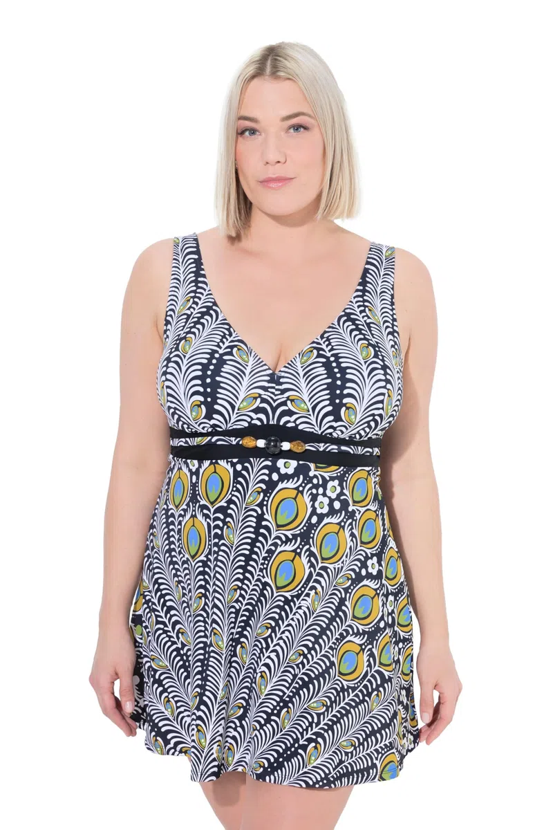 Ulla Popken Badekleid, Amber, Perlendetail, Peacock Traje de baño de una Sola Pieza Mujer