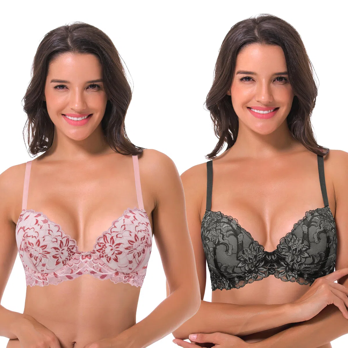 Curve Muse con Aros, Sujetadores con +1,5 Taza-x2 | Push Up, Media copa, Acolchado, Balconette, Transpirable, Copa moldeada