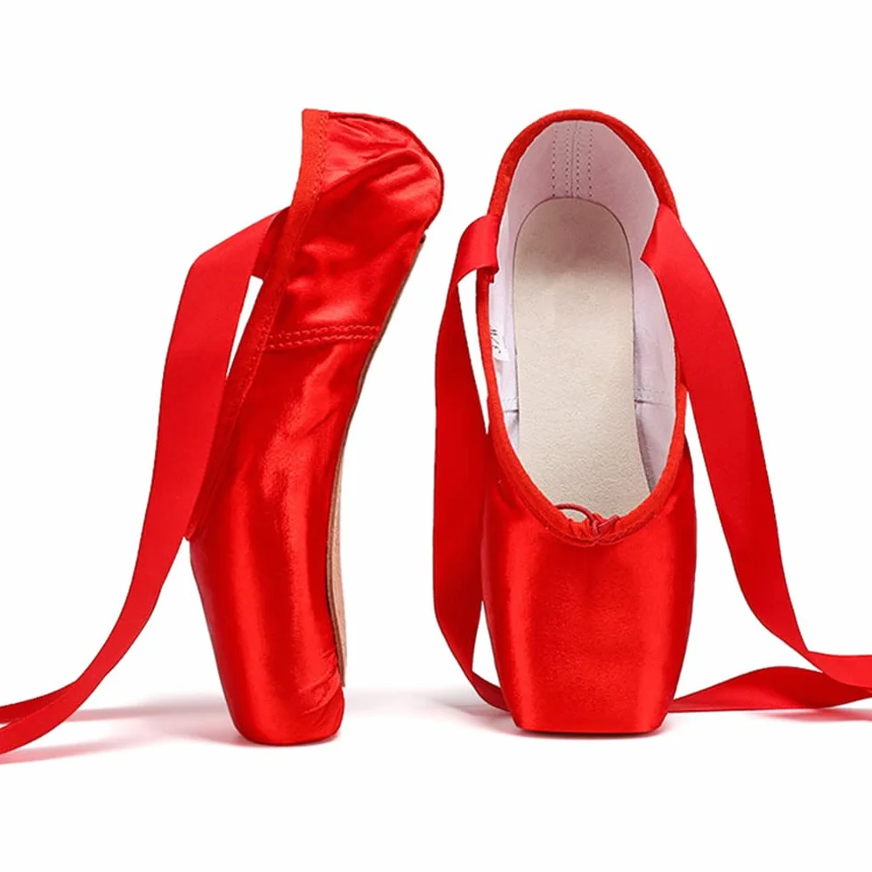 TangDao Zapatos de ballet profesionales de lona para niña, zapatos de ballet profesionales de satén rosa con cintas