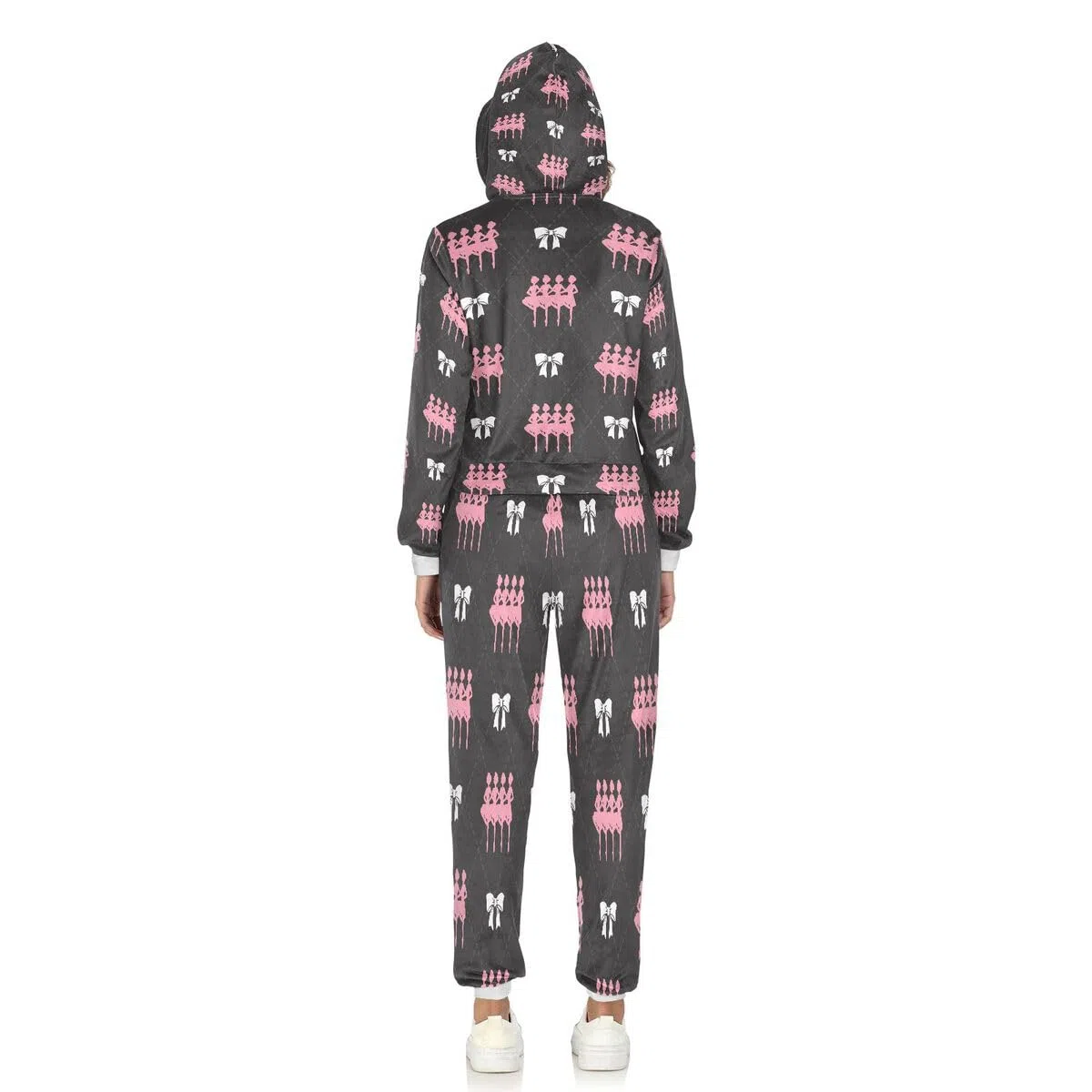 Conjunto deportivo de 2 piezas para mujer, conjunto deportivo de manga larga con lazo blanco