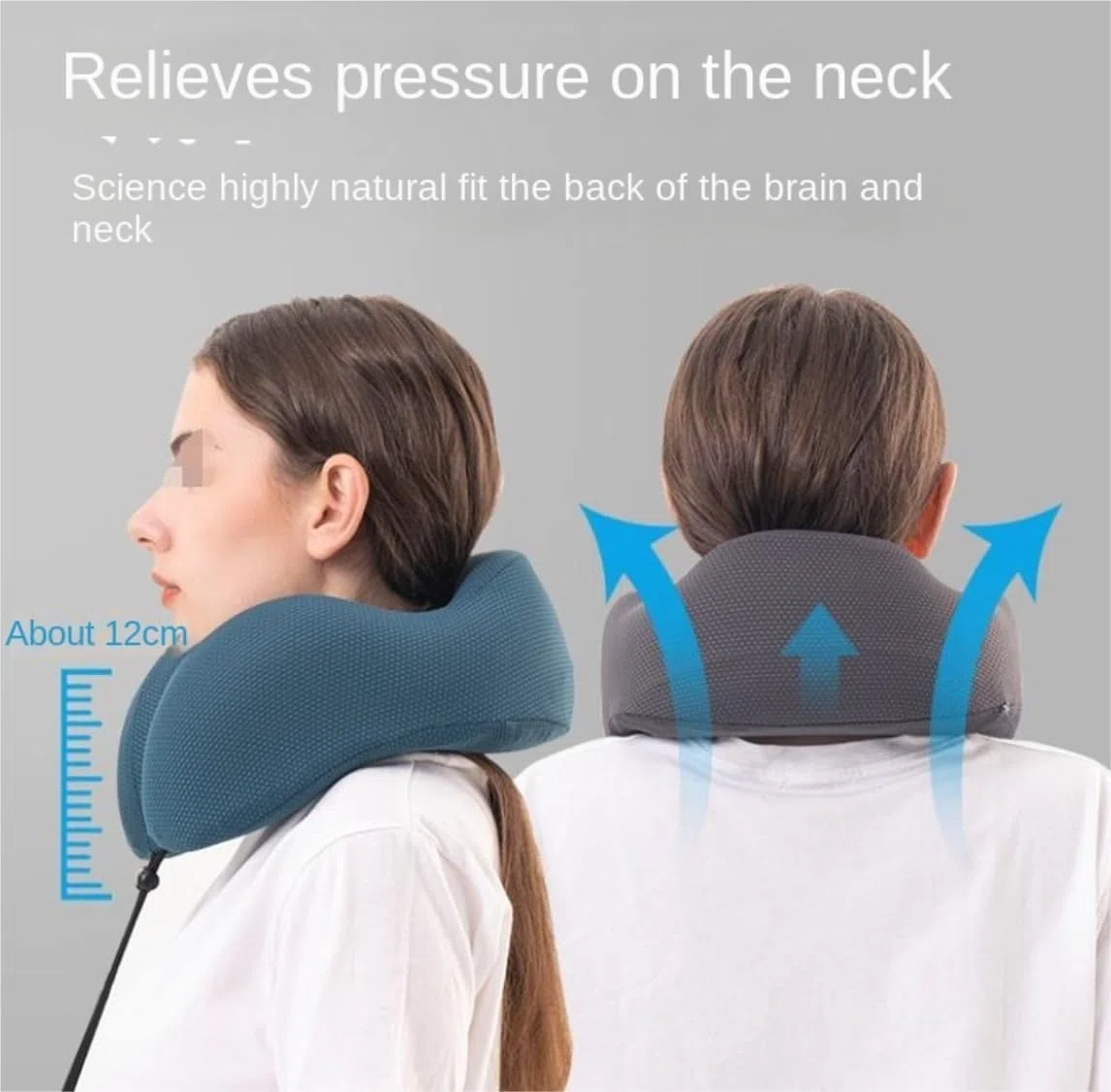 Almohada De Viaje Cuello Oficina Almohada De Viaje Espuma Viscoelástica, Nailon para El Cuello, Avión Lavable Accessorios De Viaje(F)