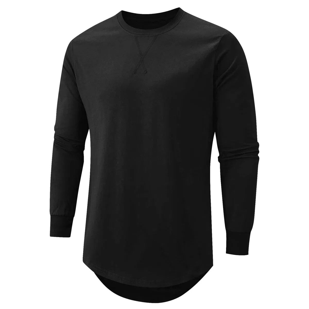 Camisetas de cuello redondo para hombre, estilo hipster, hip hop, de línea larga | Camisas casuales para hombre, mezcla de algodón y poliéster, ajuste moderno para oficina, citas, club, playa