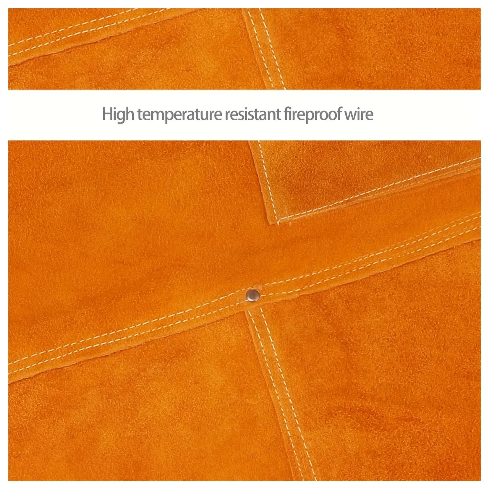 Delantal de soldadura de PU resistente, ajustable, resistente al fuego, marrón