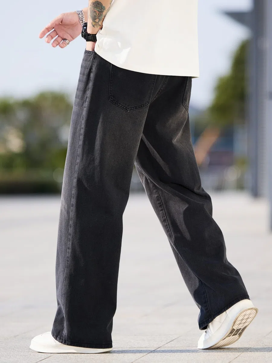 Jeans Baggy Hip Hop para Hombres,Jeans Skater de Pierna Ancha,Pantalones de Denim Holgados Streetwear
