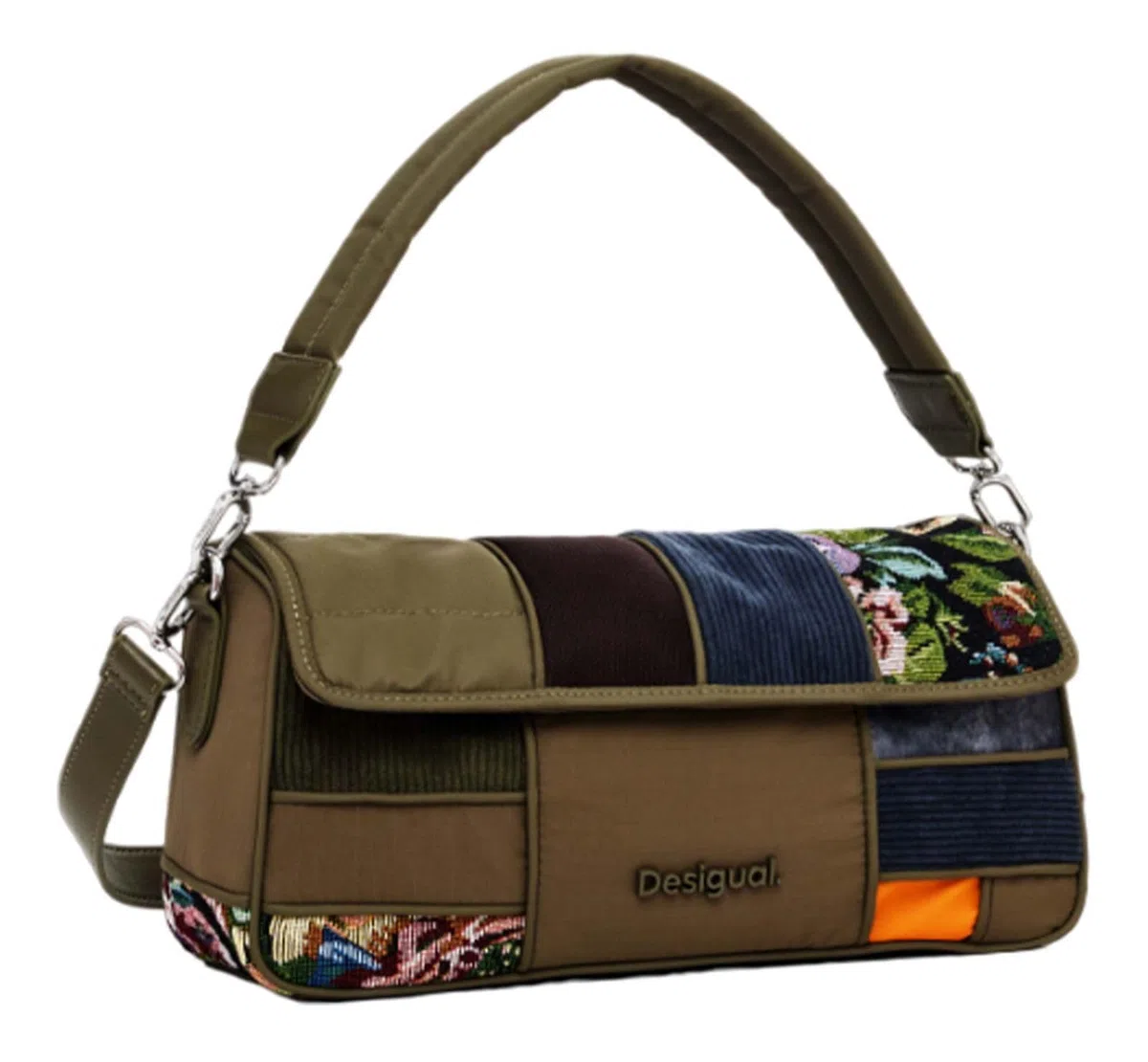 Desigual Women's Accessories - Bolsa de mano de tela, color verde, verde