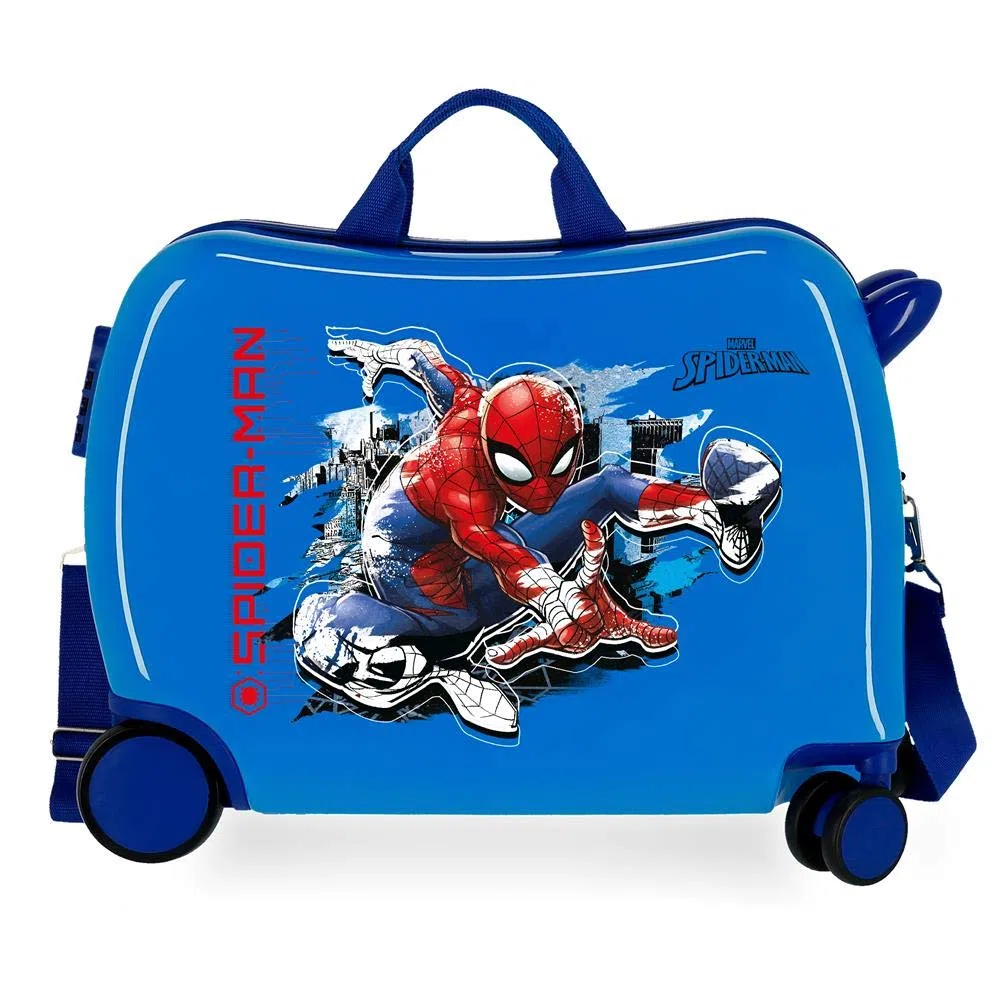 Marvel Spiderman Geo Maleta Infantil, azul, 4 Ruedas ABS | Equipaje de Mano