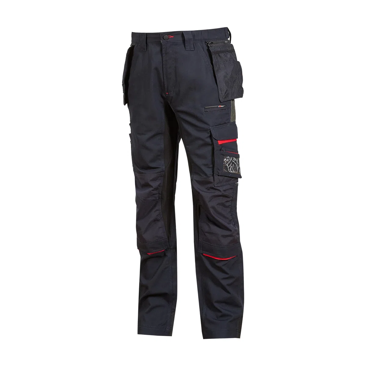 U-Power Race - Pantalones multibolsillos con inserciones de alta visibilidad y tejido antiabrasivo, rodillera ergonómica