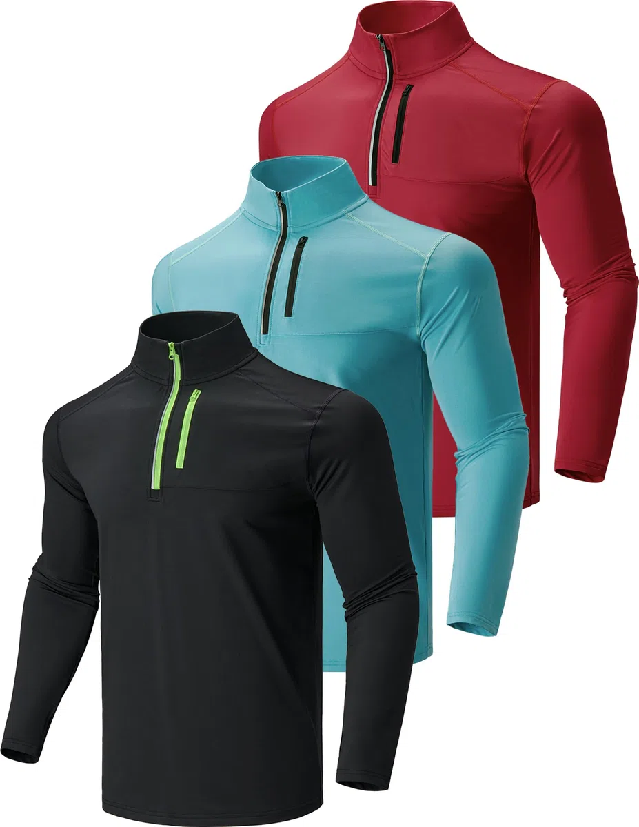 Liberty Imports Athletic Quarter Zip Pullover Long Sleeve Shirts Jersey de Alto Rendimiento Hombre (Pack de 3)