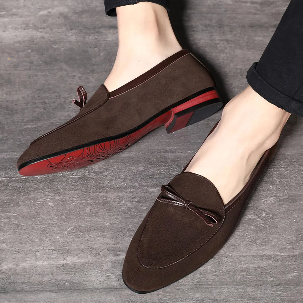 Mocasines de piel de ante con borlas para hombre, zapatos de vestir formales casuales para conducir
