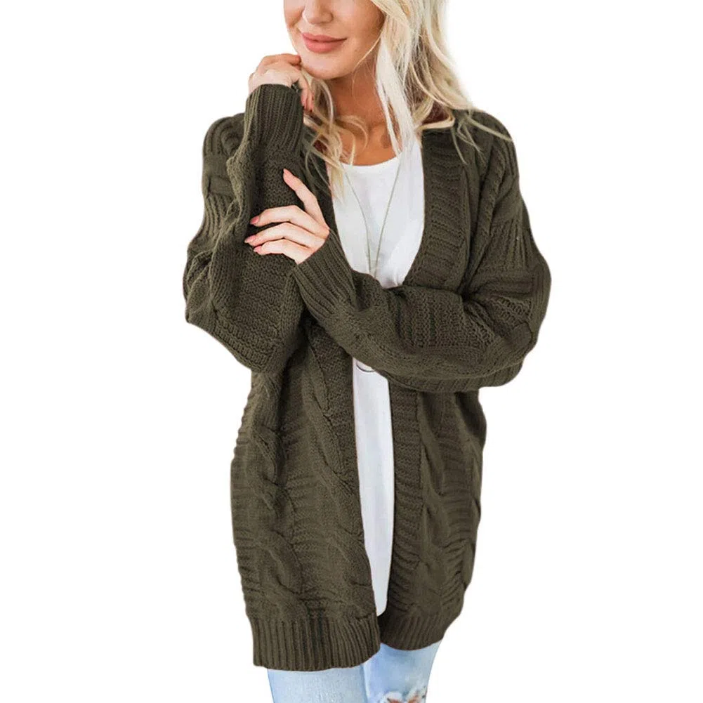 Mujeres Casual Cardigan Manga Larga Chaqueta de Punto Mujer Frente Abierto Rebecas Abrigo Tops Otoño S-XXXL