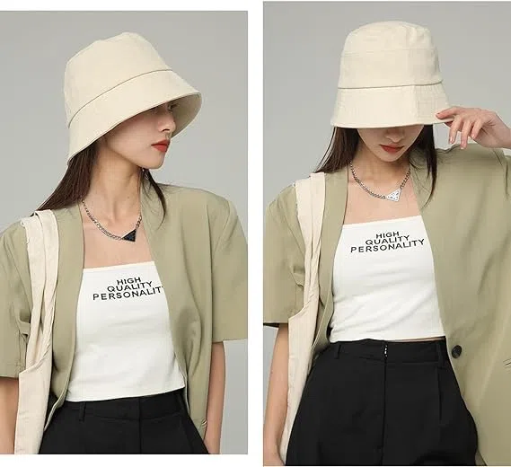 2PCS Unisex Cotton Bucket Hat for Women Men, Denim Packable Fisherman, Summer Sun Beach Hat for Casual Trips (M,10)