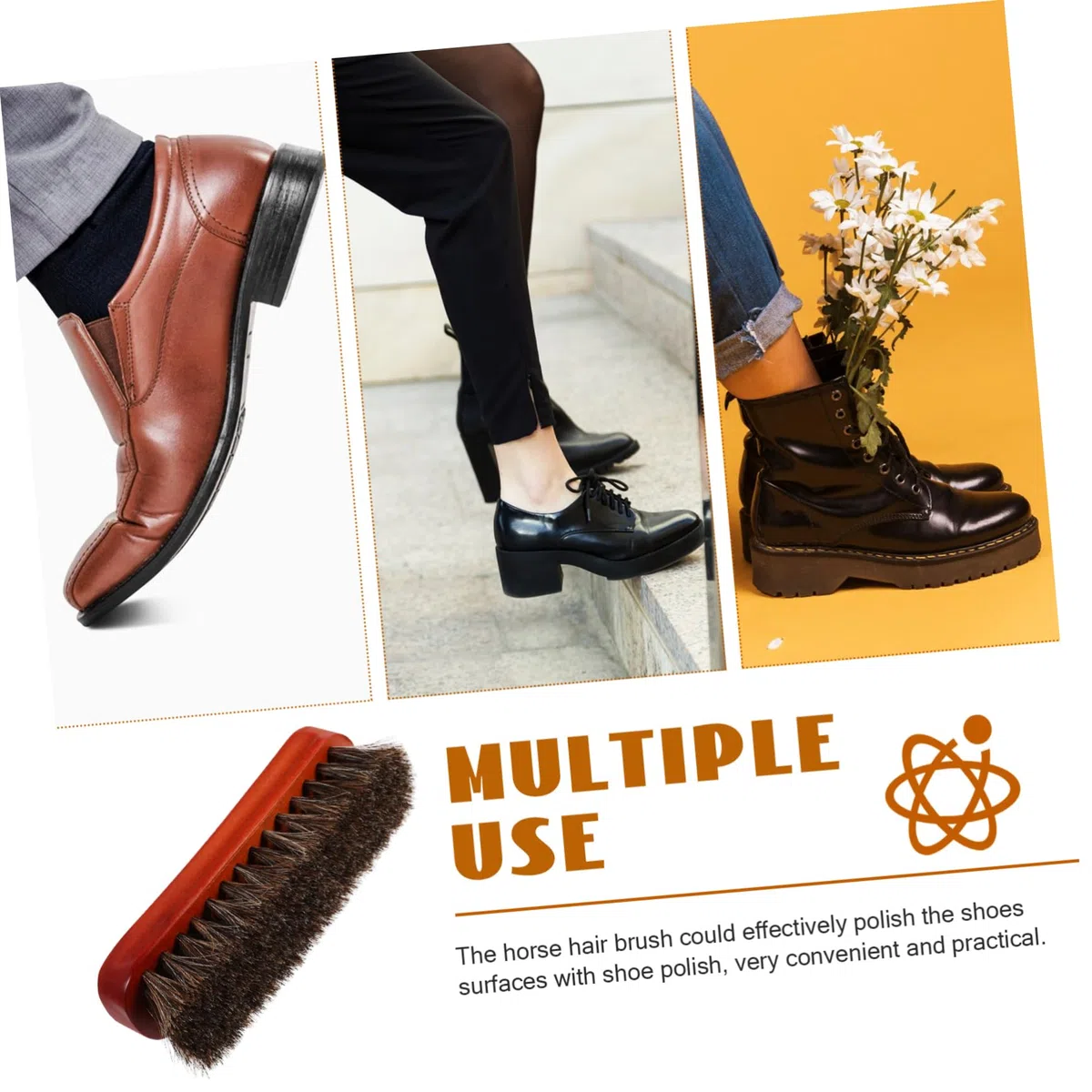 5piezas Cepillo De Limpieza Multiusos De Madera y Pelo De Caballo Herramienta para Pulir Zapatos para Cuidado De Calzado y Accesorios