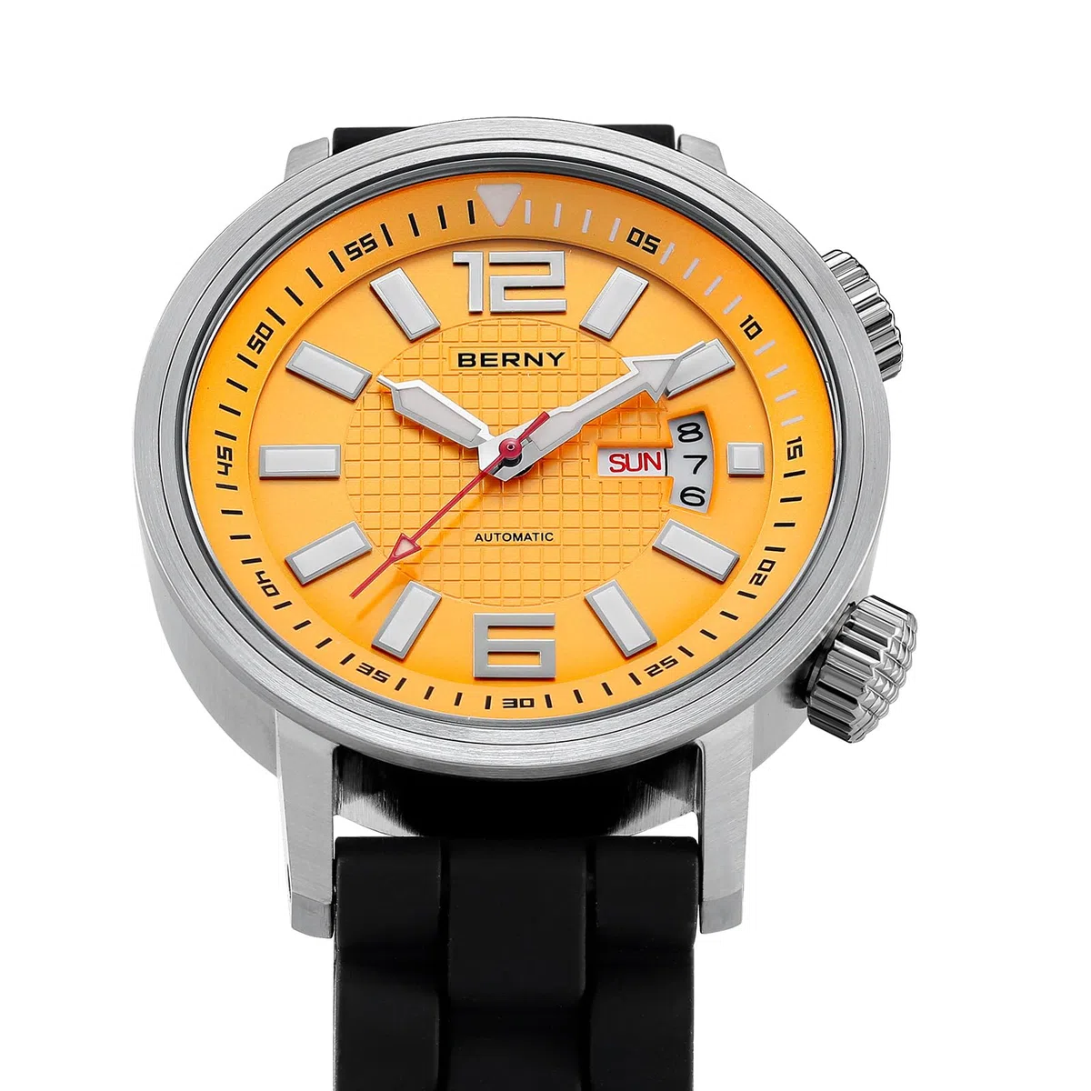 BERNY Reloj Automático para Hombres Reloj De Buceo Automático con Correa De Silicona Suave Relojes De Pulsera Resistente Al Agua 20ATM Cristal De Zafiro Resistente A Los Arañazos Super Luminoso