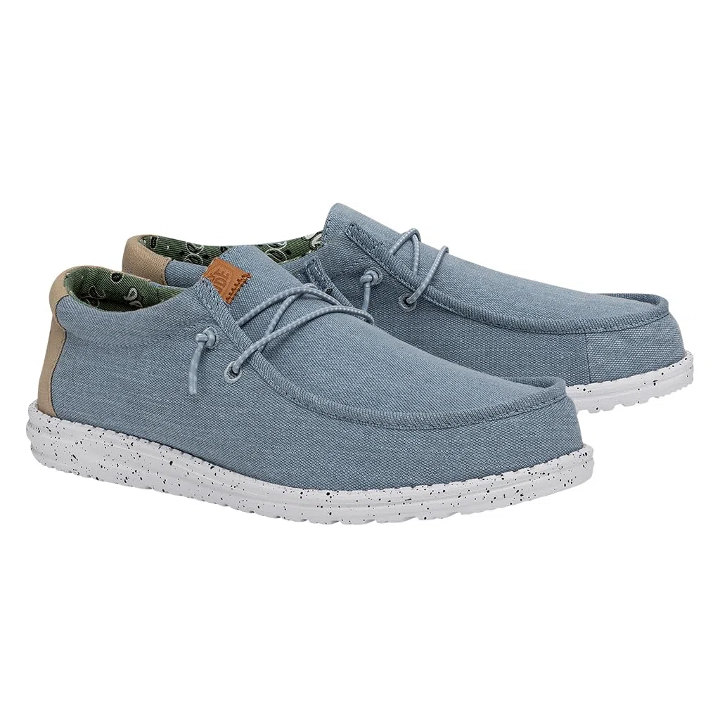 HEYDUDE Men Wally Washed Canvas Blue Casual Moccasin 47 EU