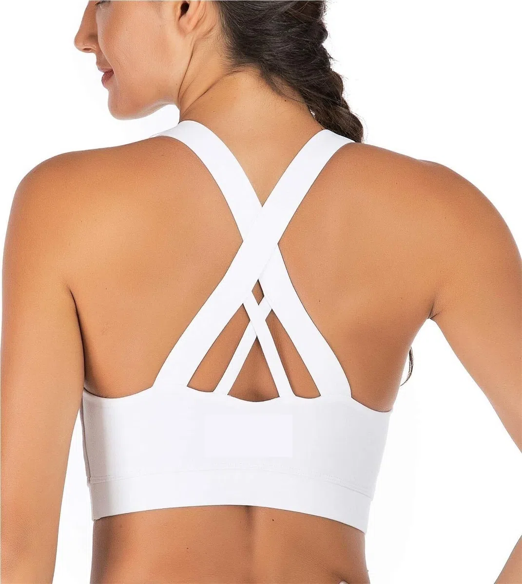 Sujetador Deportivo Mujer Sujetador Deportivo De Apoyo For Mujer, Copas Extraíbles Con Tirantes Acolchados Y Espalda Cruzada Sujetador Gimnasio(White,Large)