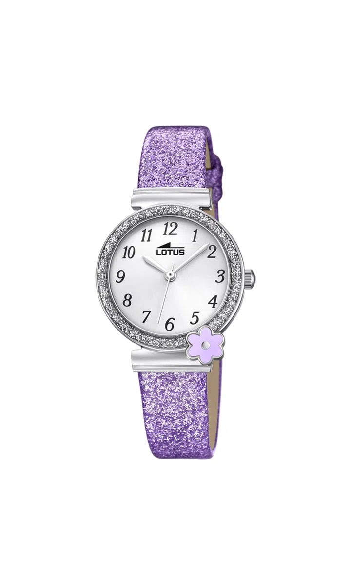 LOTUS Reloj Niña Analógico de Cuero Morado - Movimiento de Cuarzo - Cristal Mineral de Alta Resistencia - Resistente al Agua 5 ATM - Clásico - Special Prices 18625/4