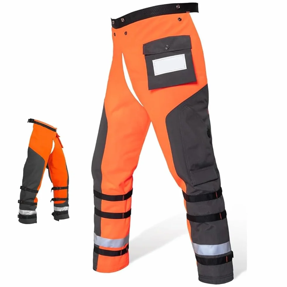 Pantalones ligeros de protección con 9 capas de protección y cinturón de cintura ajustable para un agarre seguro. Ideal para trabajos de tala de madera. Pantalones de protección de 9 capas de