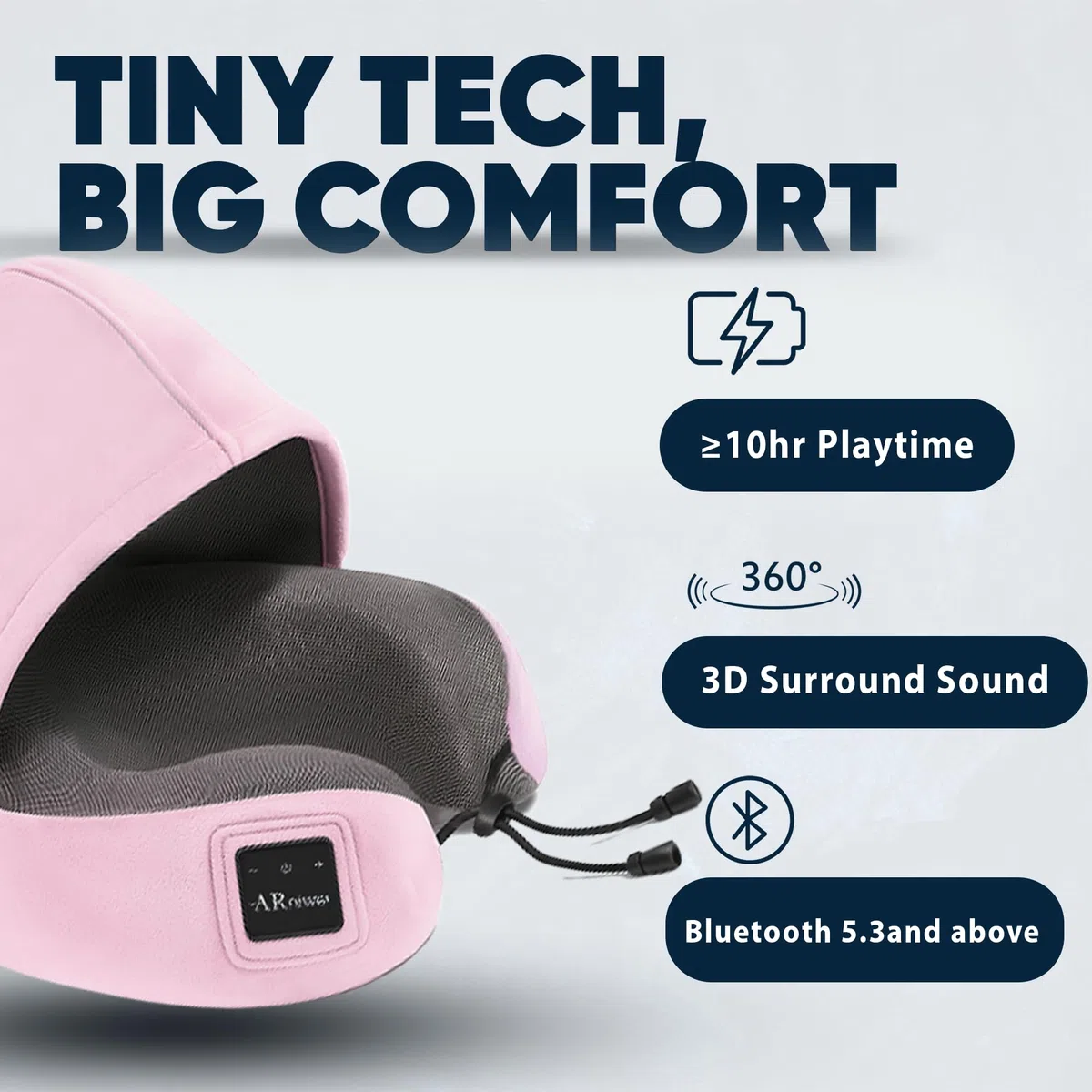 Almohada semicircular para el cuello con capucha y altavoz Bluetooth inalámbrico, apto para avión, coche, oficina y campamento al aire libre para dormir, descansar, los mejores artículos