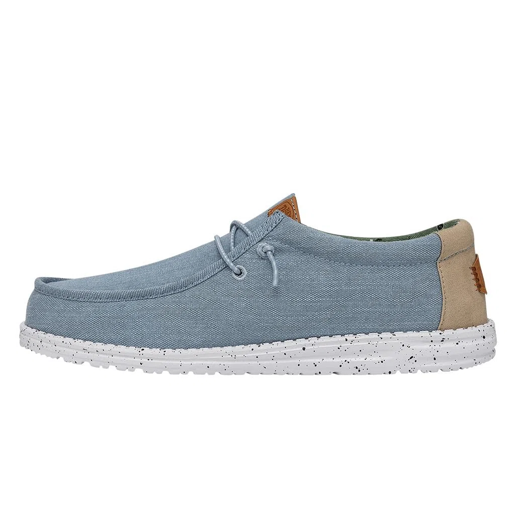 HEYDUDE Men Wally Washed Canvas Blue Casual Moccasin 47 EU