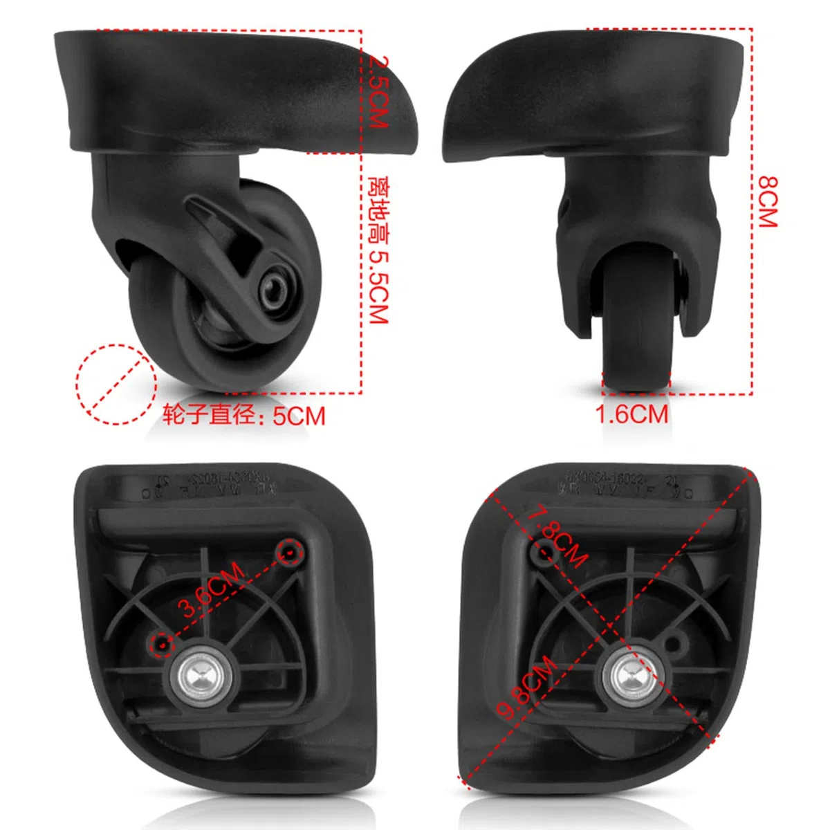 Reemplazo de ruedas de equipaje, Ruedas for maletas, ruedas for equipaje, ruedas de plástico de repuesto for maletas de viaje con giro de 360 ​​grados, reparación de ruedas for maletas, reemplazo de r