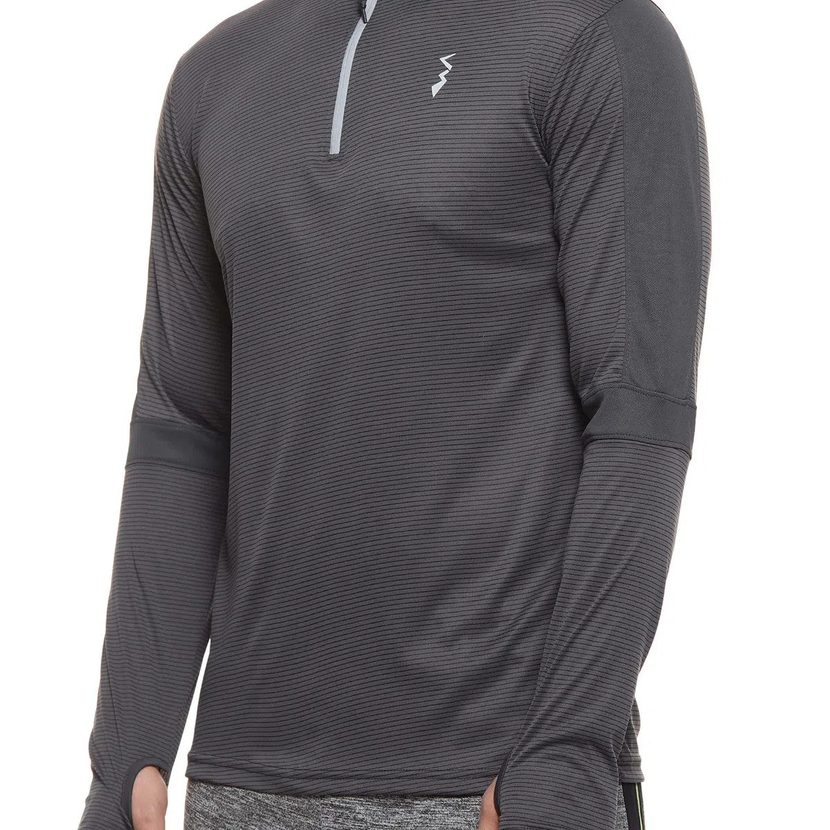 Campus Sutra Camiseta básica deportiva para hombre para uso casual, cuello alto, manga larga, cierre de media cremallera, camiseta de poliéster fabricada con ajuste cómodo para el uso diario
