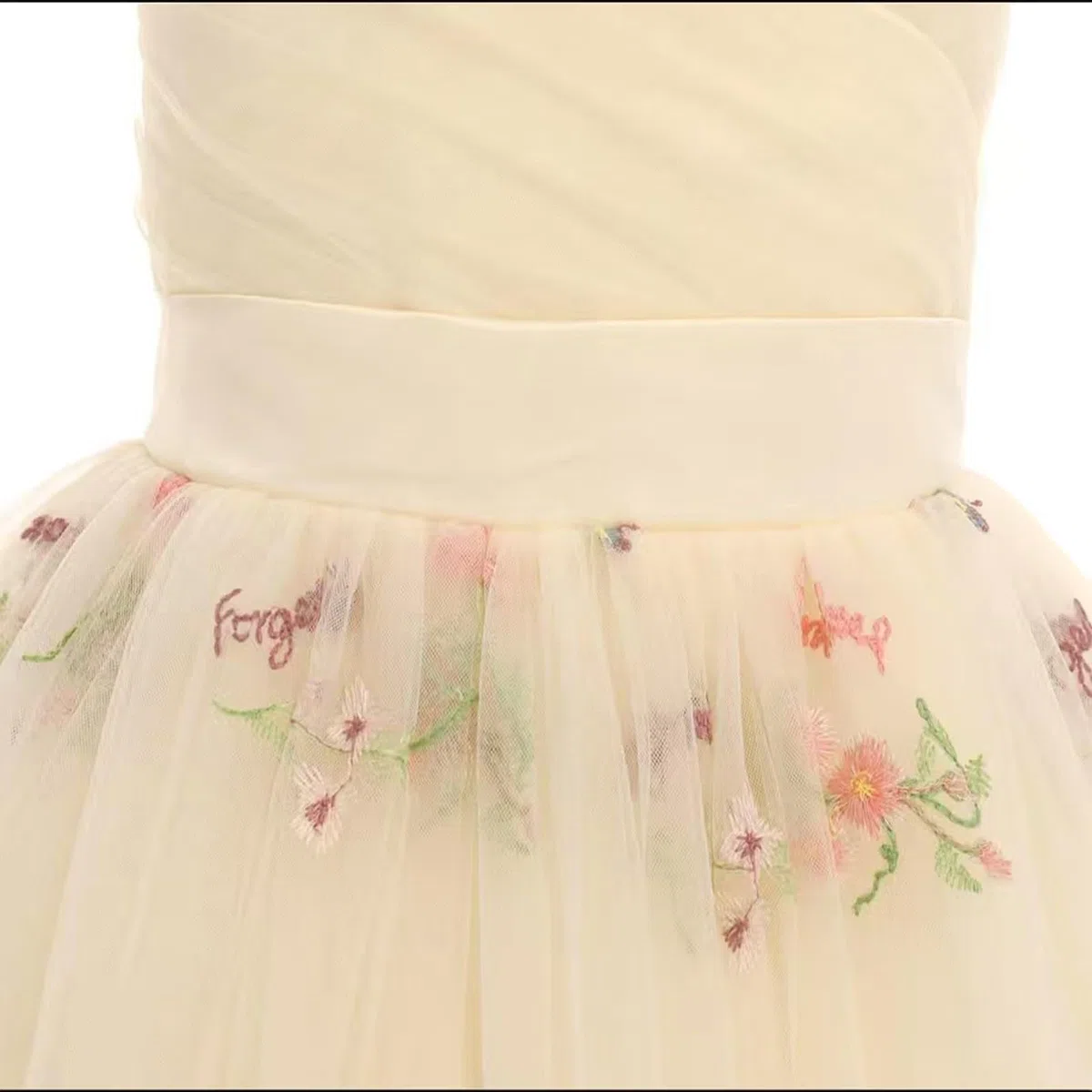 Genérico Vestido de cumpleaños Infantil con Tirantes de Encaje Bordado (3 a 14 años) (Beige, 12-14 Years)