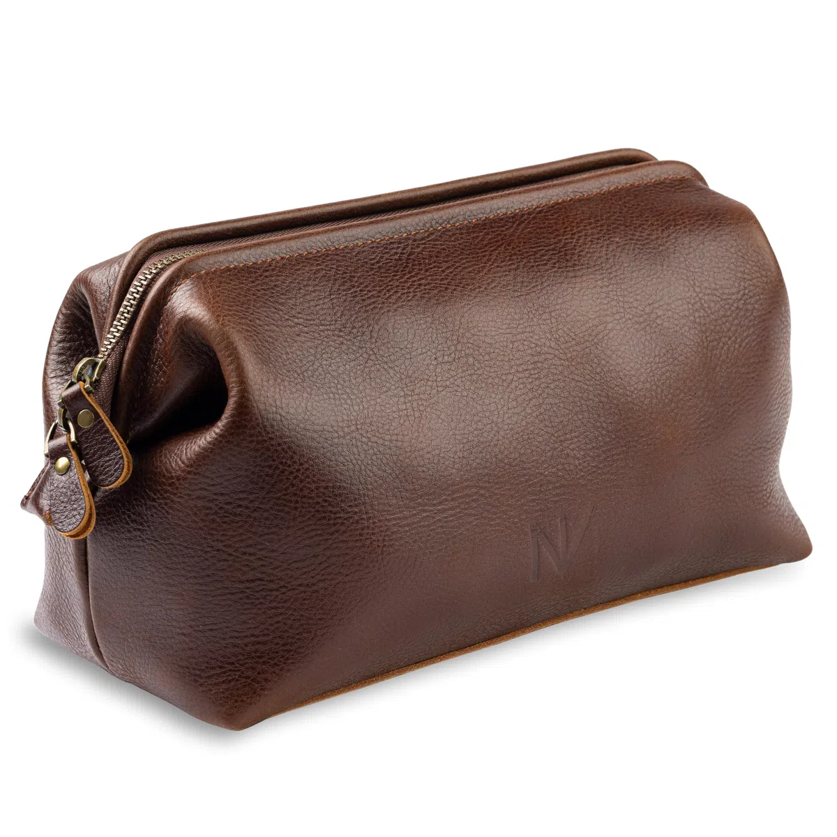 NV Holder - Neceser de Piel auténtica de Primera Calidad para Hombre, el Mejor Kit de Viaje y Organizador de higiene, Hombre, Marrón, Neceser de Piel auténtica