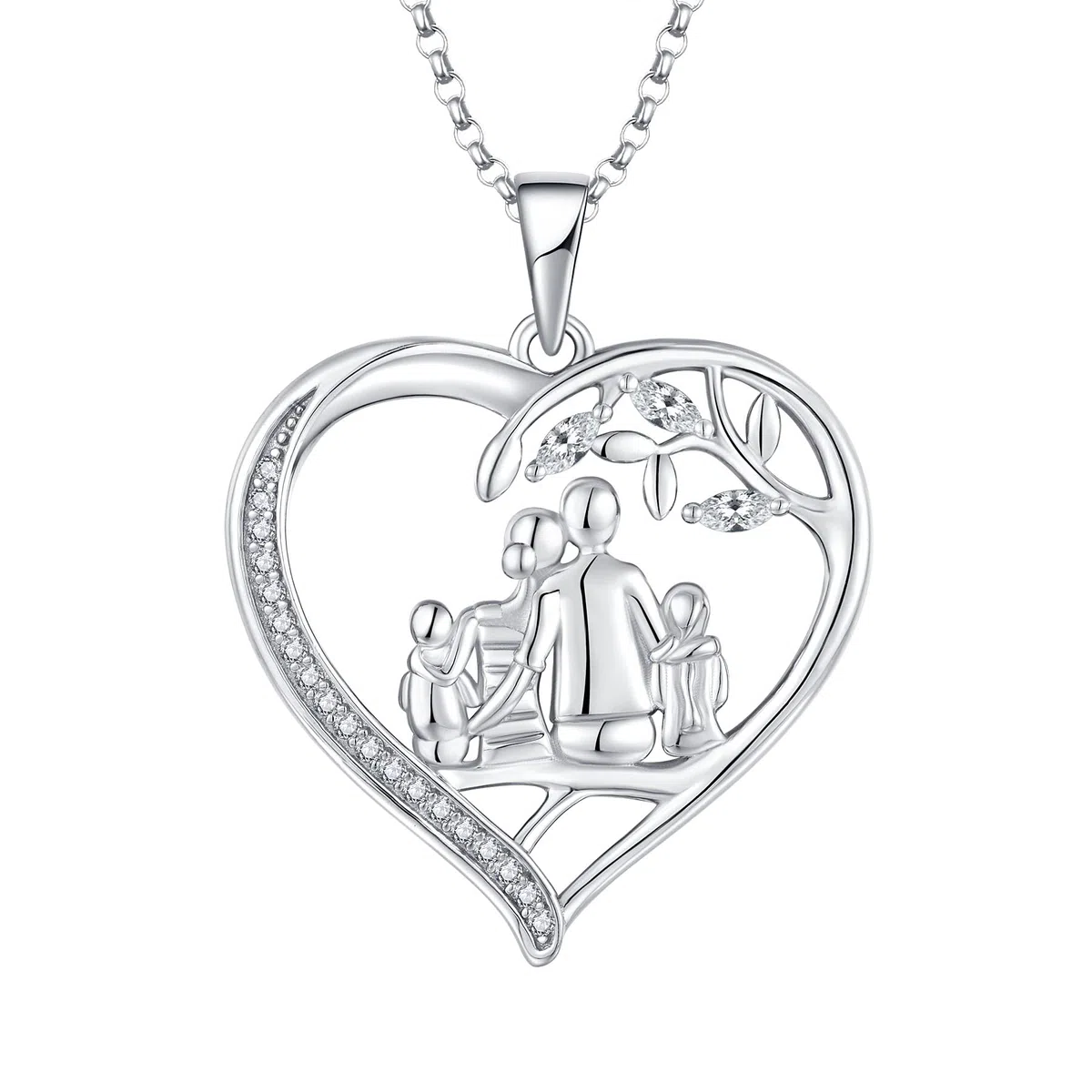 JO WISDOM Collar Familiar Albero della vita Plata de ley 925 Mujer,Colgante con Cadena Madre Hija Papá Hijo con 3A Circonia