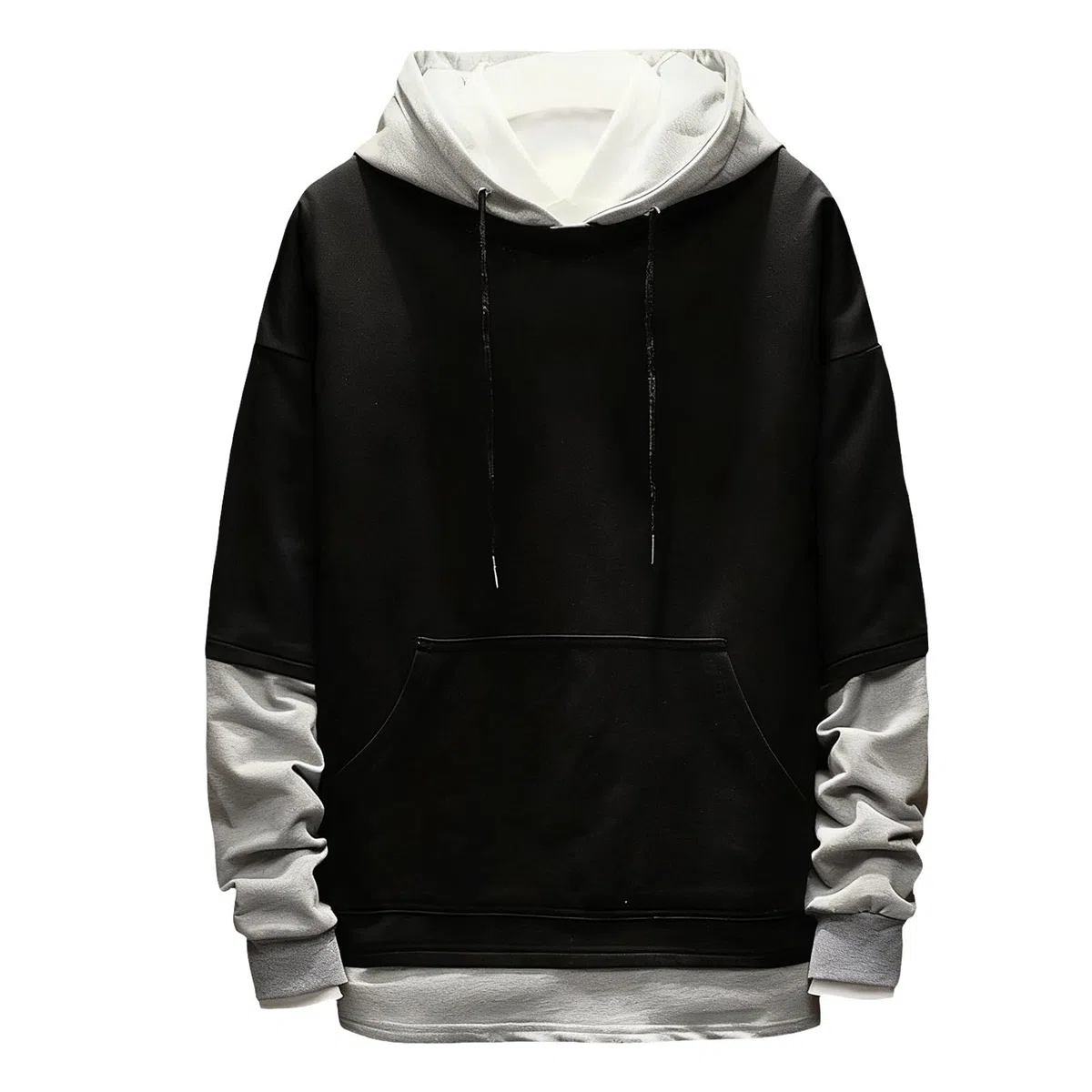 Sudaderas con Capucha Corta Sudadera Oversize Estilo Patchwork para Hombre, Nueva Otoño Juveniles (Black, L) Camisas Manga Larga Hombre Chaqueta Entretiempo Ropa Gym Ciclismo Oversized