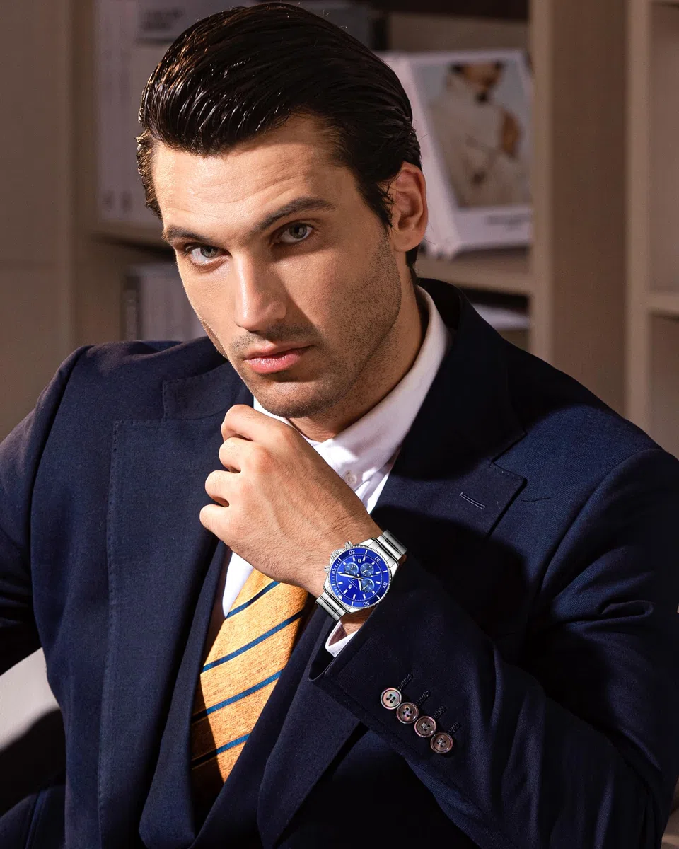 SAPPHERO Reloj Hombre Cronografo Analógico Movimiento de Cuarzo 50M Impermeable Relojes para Hombre Banda de Acero Inoxidable Clásico Casual Diseñador Relojes Elegante Regalo para Hombre