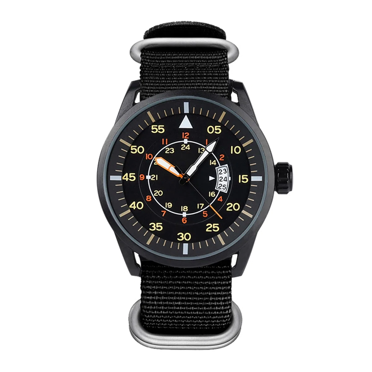 addies Reloj militar de 44 mm para hombre, pantalla de 3 fechas, resistente al agua, resistente al agua, para exteriores, correa de nailon de secado rápido