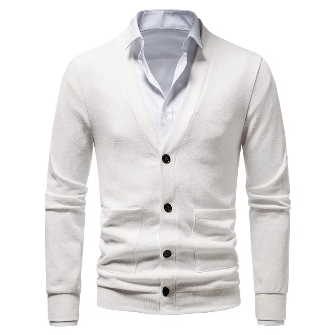 Vogrtcc Cárdigan Primavera Otoño Cuello en V Suéter De Punto Abrigo Hombres Casual Chaqueta De Color Sólido Chaqueta De Punto