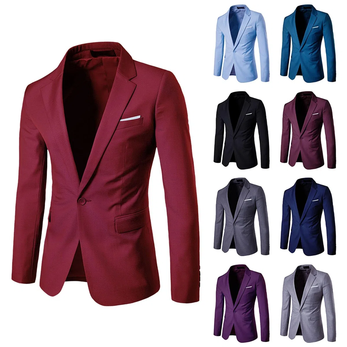 Chaqueta de traje para hombre, abrigos de botonadura simple, cuello abatible, chaquetas ligeras casuales con bolsillos