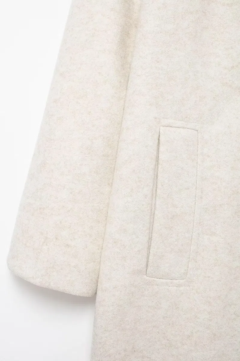 Rebeca De Punto Mujer,Gabardina Larga Cruzada con Solapa De Invierno para Mujer, Beige, Mangas Largas, Solapas con Muescas, Corte Holgado, Chaquetas Cortavientos, Prendas De Vestir Exterio
