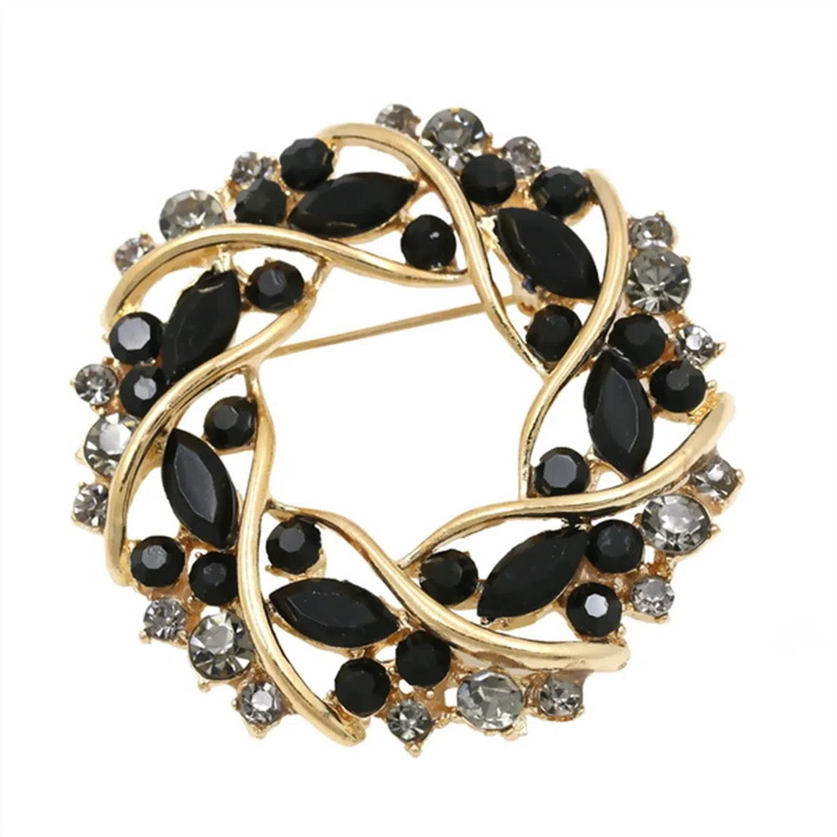 Broches para Mujer, broches de Flores con Diamantes de imitación para Mujer, broches de circonita cúbica para Mujer, broches para Chaquetas Tipo cárdigan, broches de Moda (Negro y