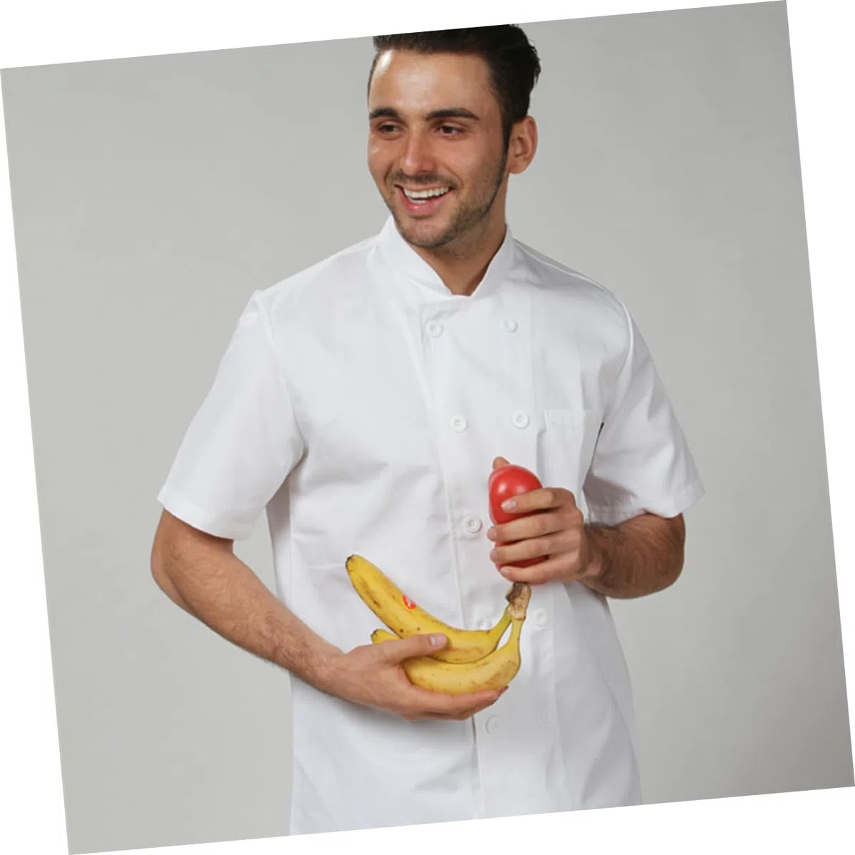 Holibanna Chaqueta De Chef Unisex De Manga Corta XXL Cuello y Cierre De Botones Uniforme Doble Botonadura para Hotel Cocina