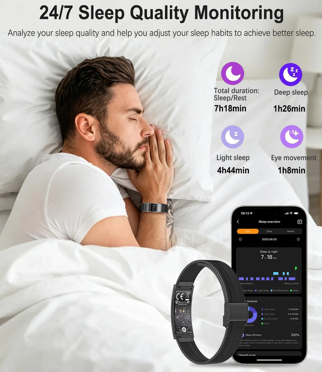 Pulsera Inteligente Unisex, Reloj Deportivo con Monitor de frecuencia cardíaca, oxígeno en Sangre, sueño, Impermeable, múltiples Modos Deportivos, Compatible con Android/iOS.