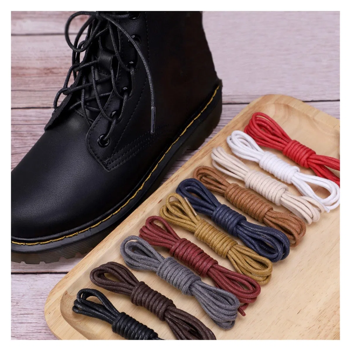 Cordones de zapatos planos, 1 par de cordones de cuero, cordones encerados de algodón, cordones de cuero redondos for zapatos, botas, cordones de zapatos unisex(Beige,120cm)