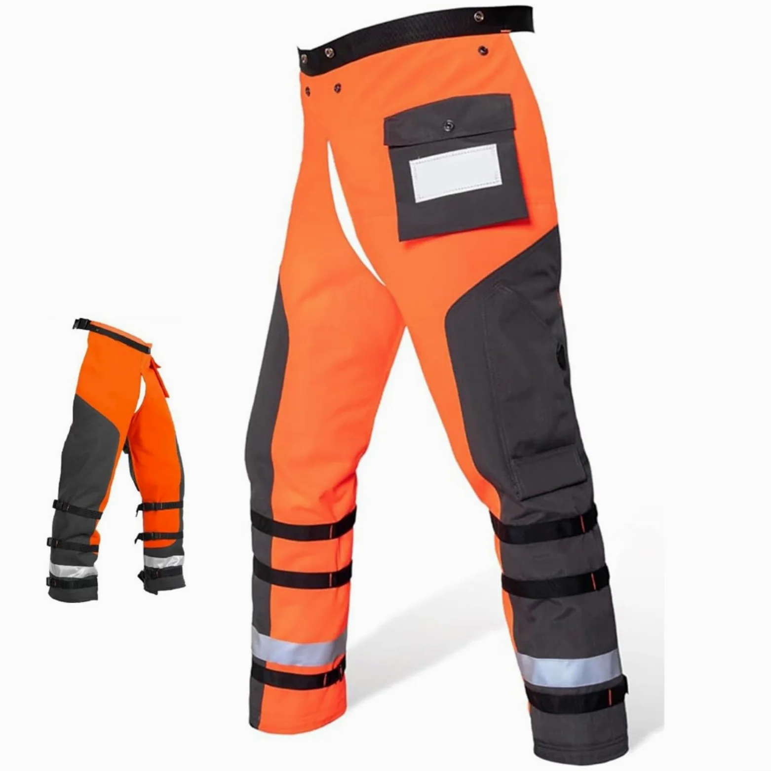 Pantalones protectores de motosierras de 9 capas con cinturón ajustable para hombres y mujeres, sierra de cadena ligera para trabajos forestales seguros y talas de árboles, naranja