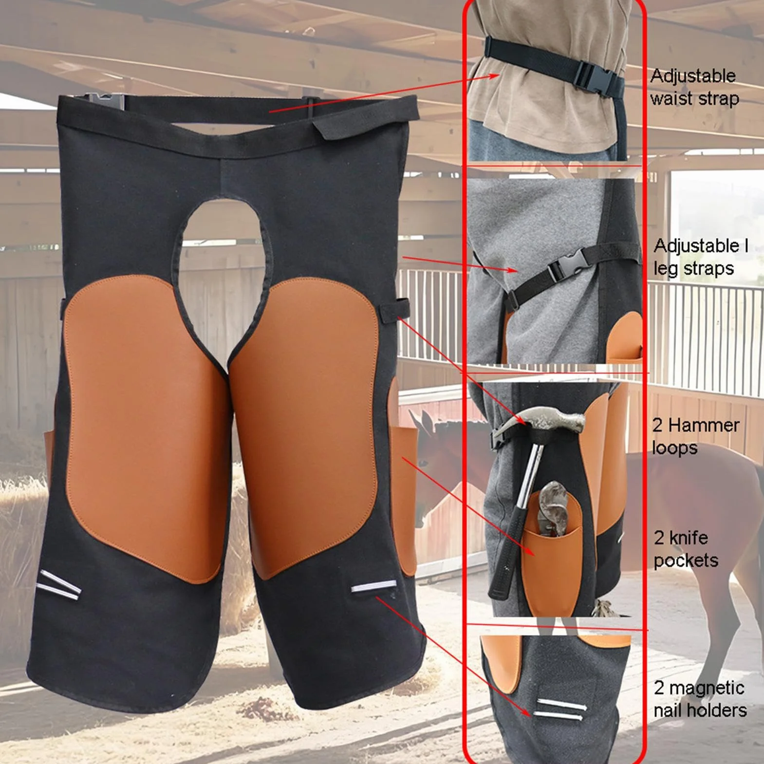 Mandil De Herrador Protección Ajustable Resistente Con 2 Bolsillos Para | Delantal para Mecánico Para Mecánico, Carpintero, Herrero, Bombero,