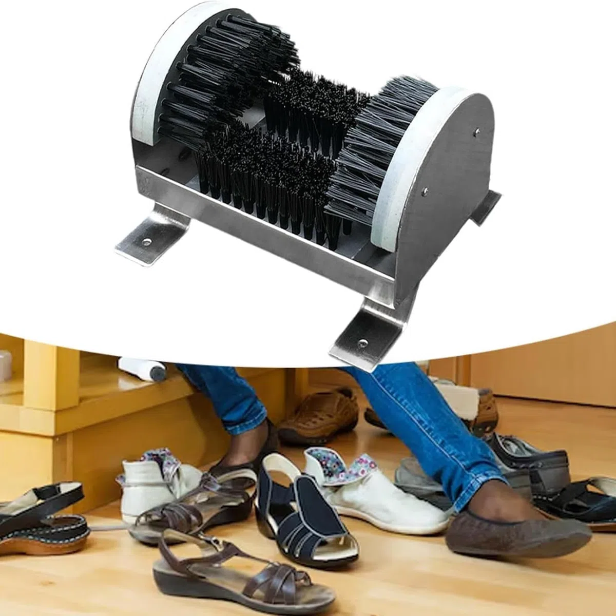 Cepillo rascador de suela de zapatos y botas de acero inoxidable resistente para eliminar el polvo, la nieve y las manchas del calzado