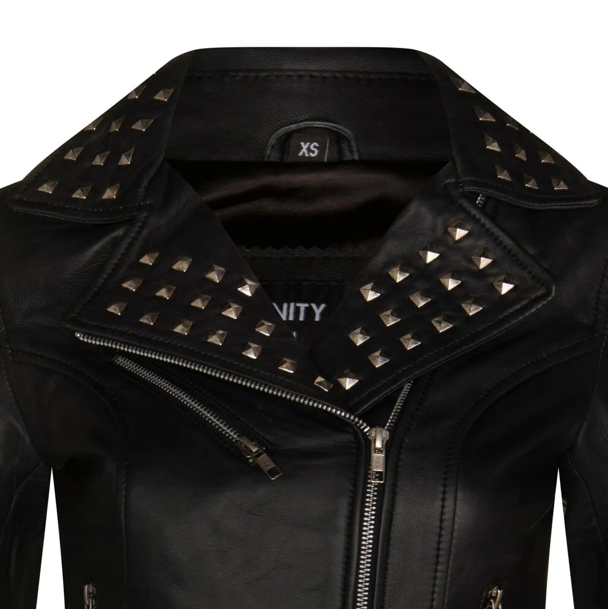 Infinity Leather Mujer Cuero Motero Chaqueta gótica con tachuelas