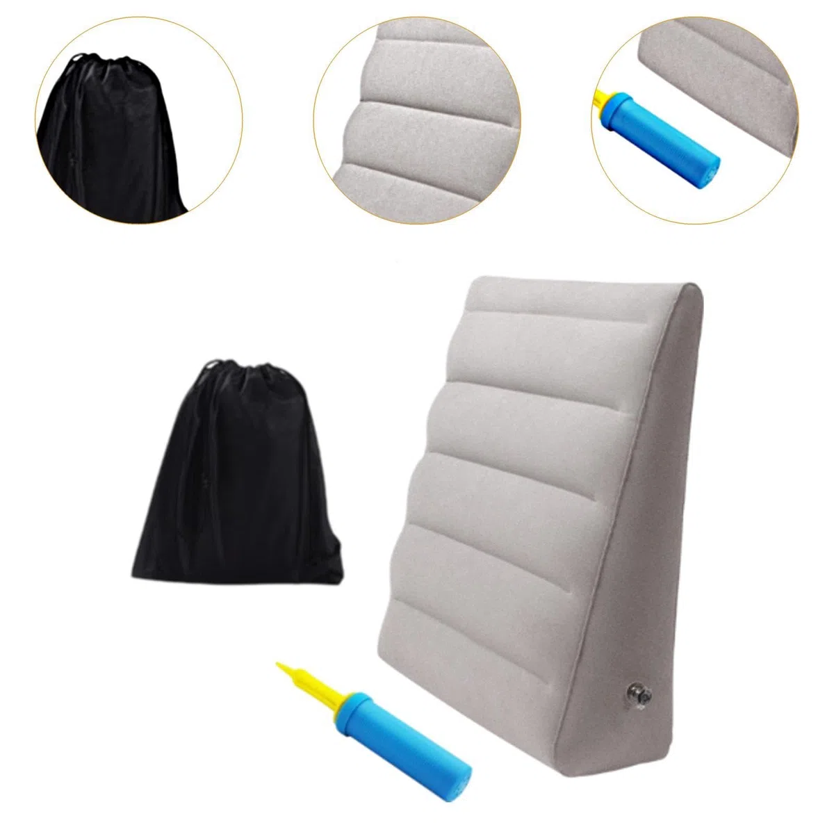 Almohada de cuña Inflable, Almohada de cuña de Viaje, Soporte Ligero y cómodo de elevación de Las piernas, cojín de Espalda para la Cama para el hogar