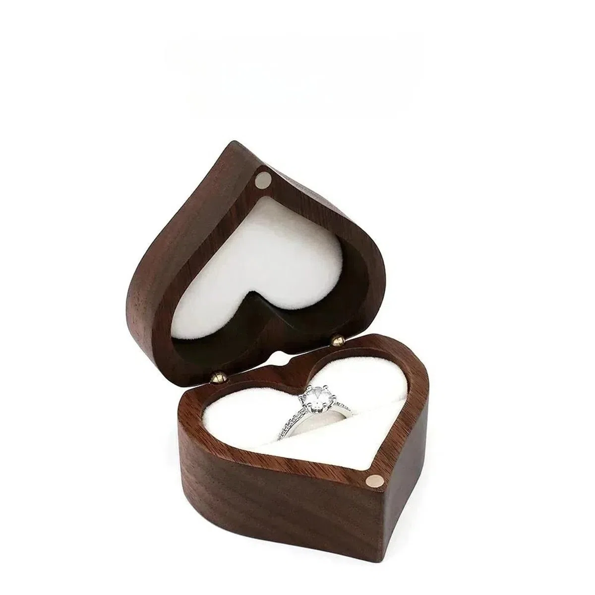 Organizador de collares para ceremonia de boda, joyero, caja de almacenamiento para propuesta de boda, 1 unidad, grabado personalizado, caja de madera de nogal con forma de corazón para anillos y