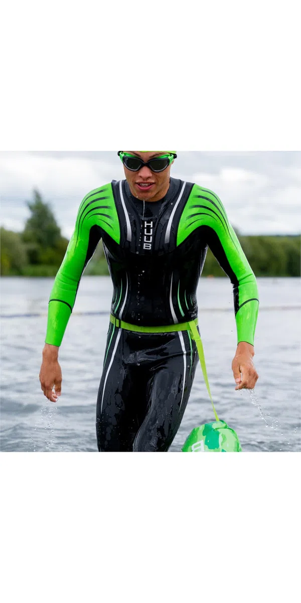 Huub 2025 Surface Swim - Traje de neopreno para hombre, negro/verde flúor