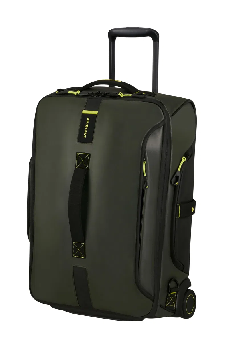 Samsonite Paradiver Light - Bolsa de Viaje con Ruedas y Función Mochila (55 cm), Small, Equipaje de Mano, Repelente al Agua, Ligero, 51L, Verde (Jungle Green)